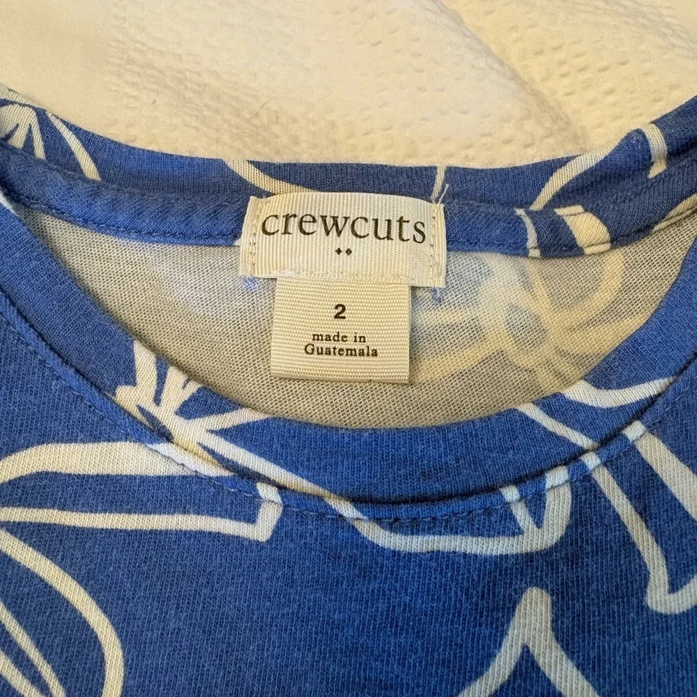 Crewcuts Royal Blue Bow-Print Tiered Long-Sleeve Dress